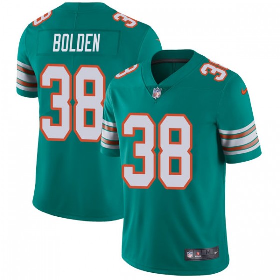 Nike Miami Dolphins #38 Brandon Bolden Aqua Green Alternate Men Stitched NFL Vapor Untouchable Limited Jersey